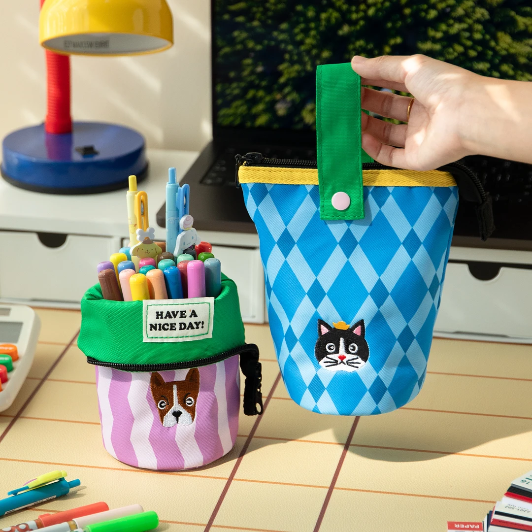 动物系列收纳袋翻折笔袋收纳包可爱化妆小包大容量学生文具