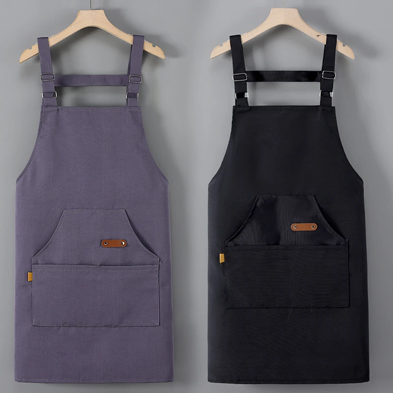 帆布围裙厨房做饭家用防污耐脏美甲奶茶餐饮围腰耐磨工作服多色