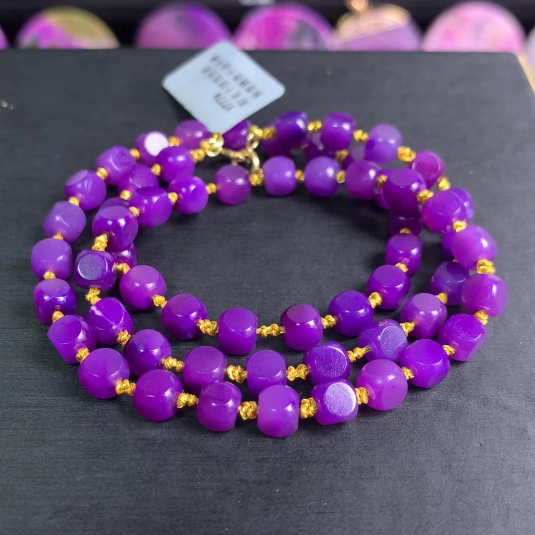 苏纪石（舒俱来）未镶嵌冰透紫樱花项链