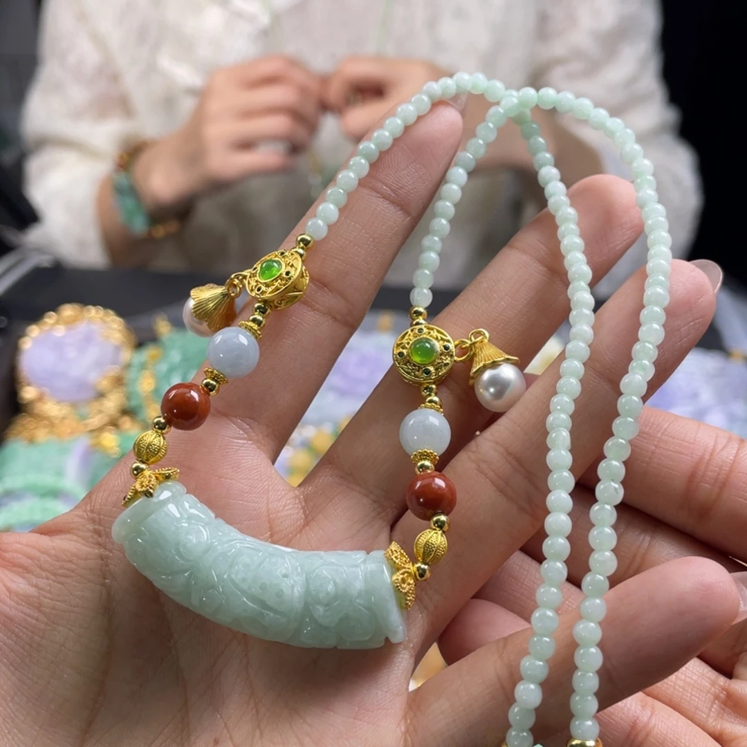 翡翠未镶嵌颈饰代编织