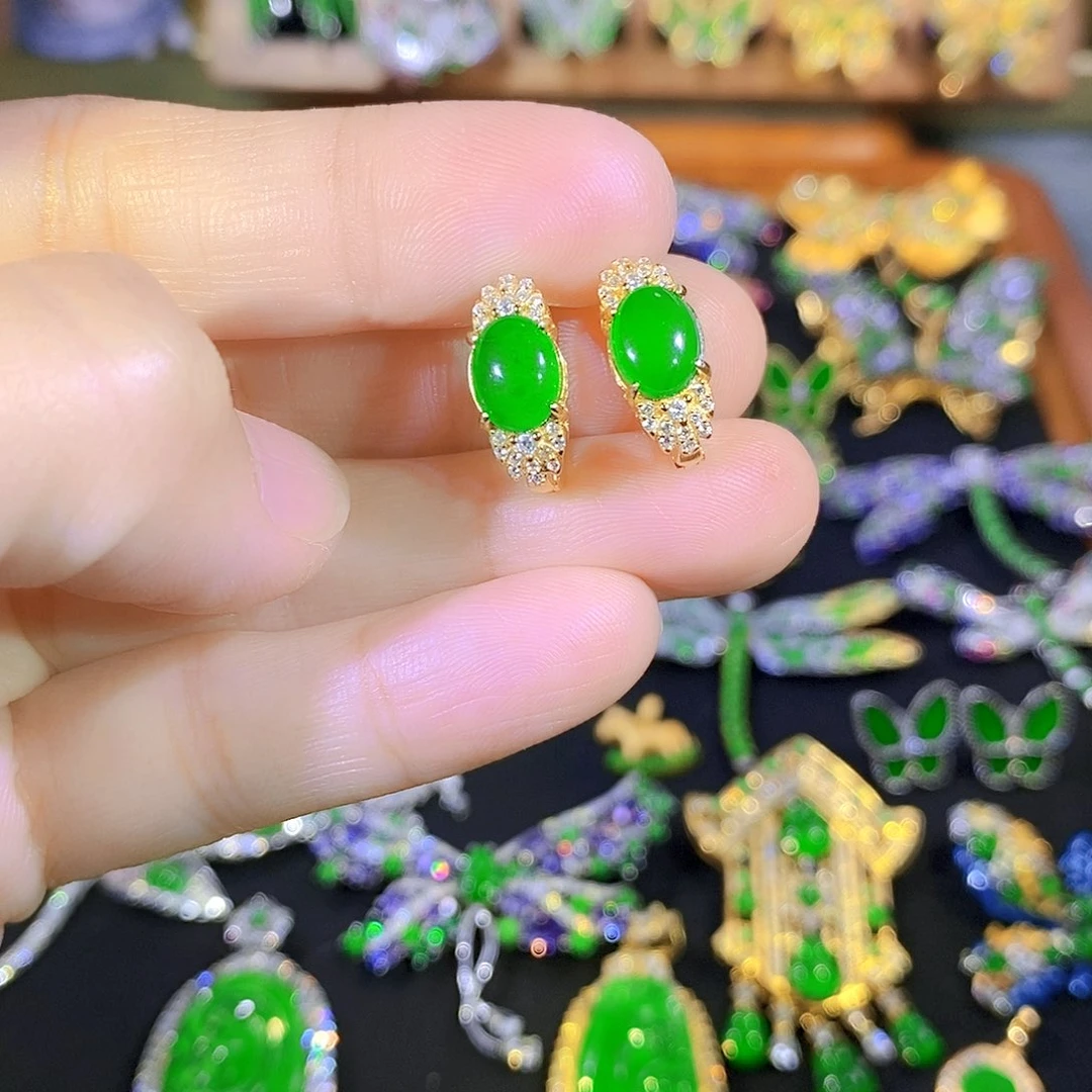 吊坠(不含链)银S925镶嵌翡翠