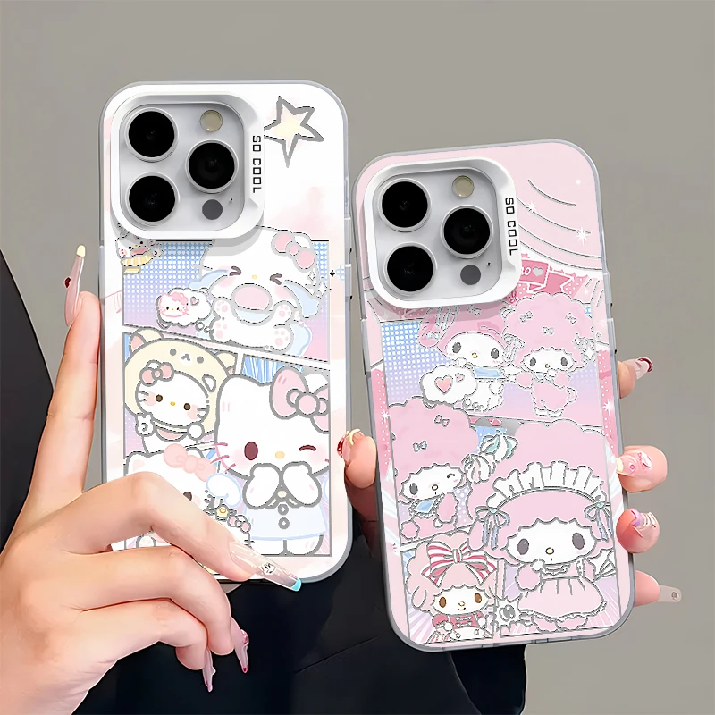 可爱小羊凯蒂猫插画适用苹果16/15手机壳华为p70vivo小米14oppo套
