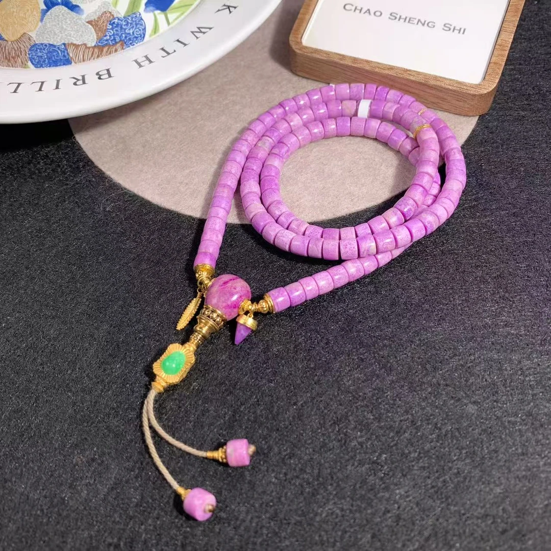 潮生石丨18K金镶舒俱来樱花粉直切项链/多样性发其一/22030484