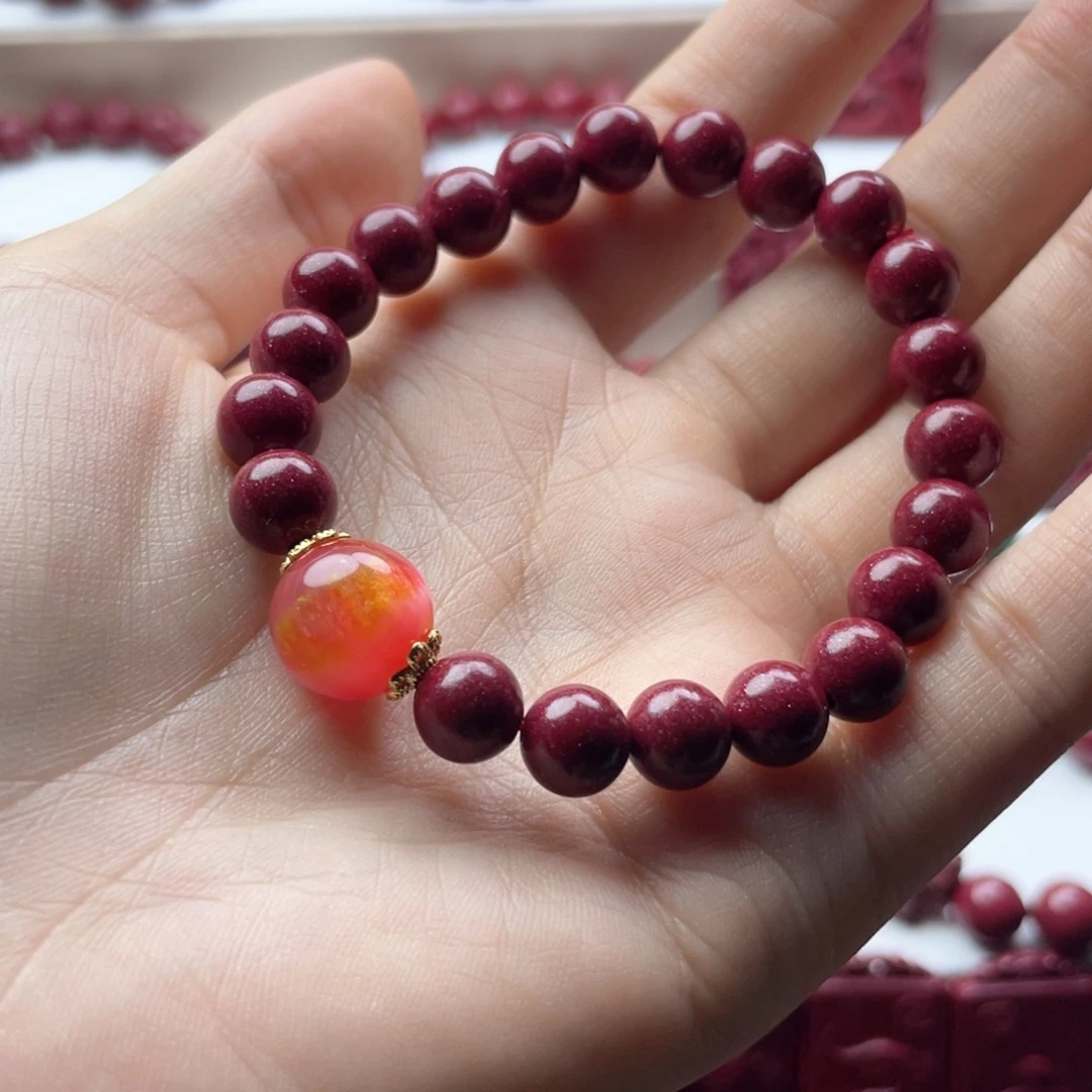 天然辰砂朱砂卡8手串