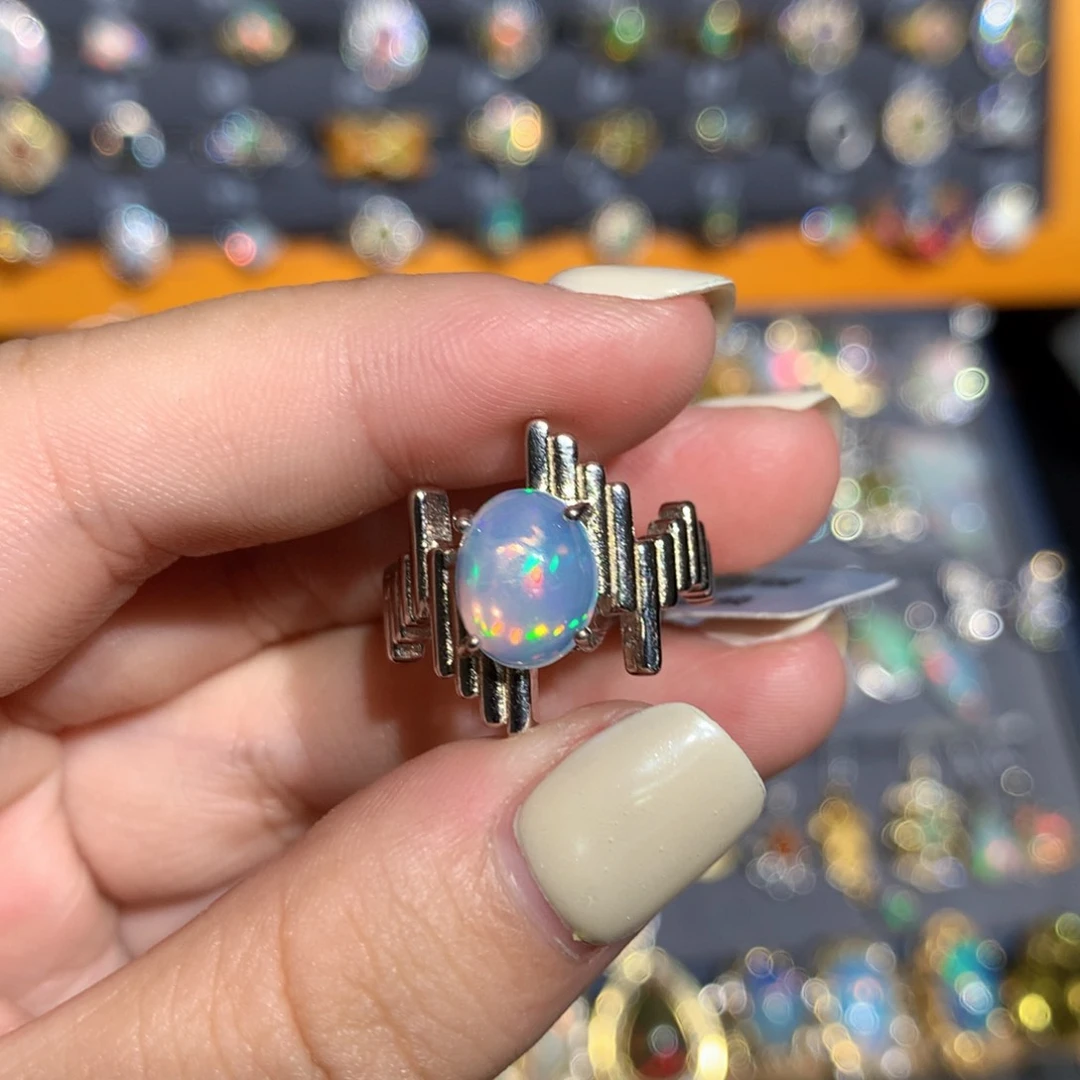 银S925镶嵌欧泊欧泊戒指l