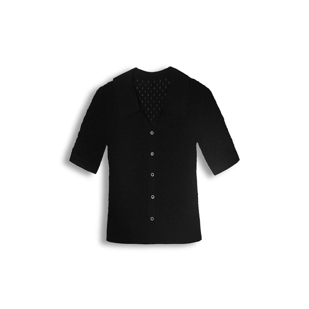 【雅Y】2025夏季新款显瘦百搭小众修身翻领针织衫（KZ02738W0）