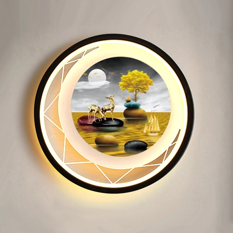 简约新款壁灯卧室床头灯客厅背景墙壁画灯楼梯轻奢创意装饰灯 B