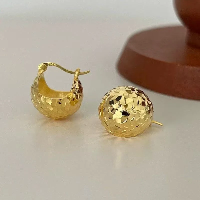 925银耳饰 欧美复古高级感多切面通勤气质松果耳扣