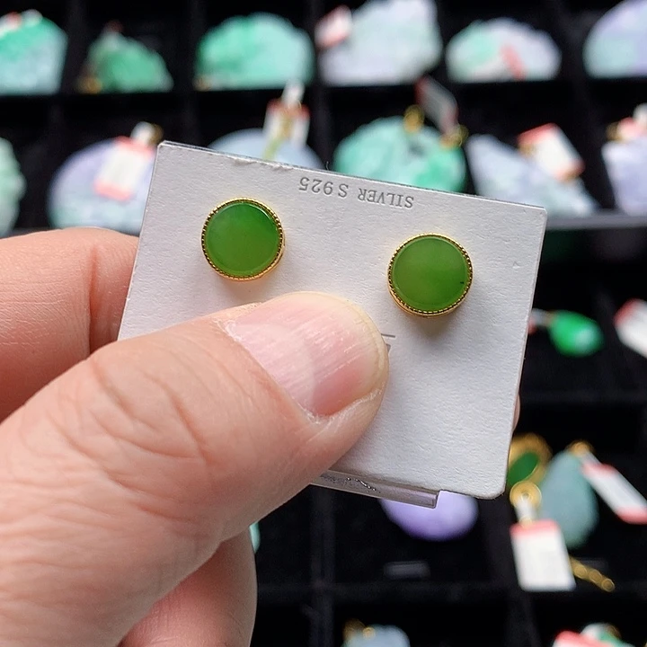 颈饰银S925镀金镶嵌和田玉