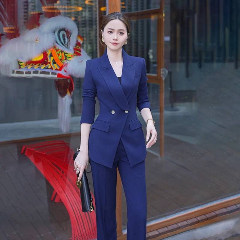 西装套装女秋冬气质正装职业西服酒店前台通勤工装售楼部珠宝店