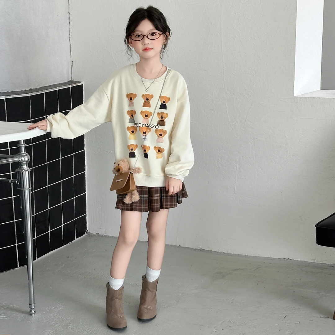 女童卫衣半裙套装2025秋季新款大童韩版时髦洋气学院风休闲两件套