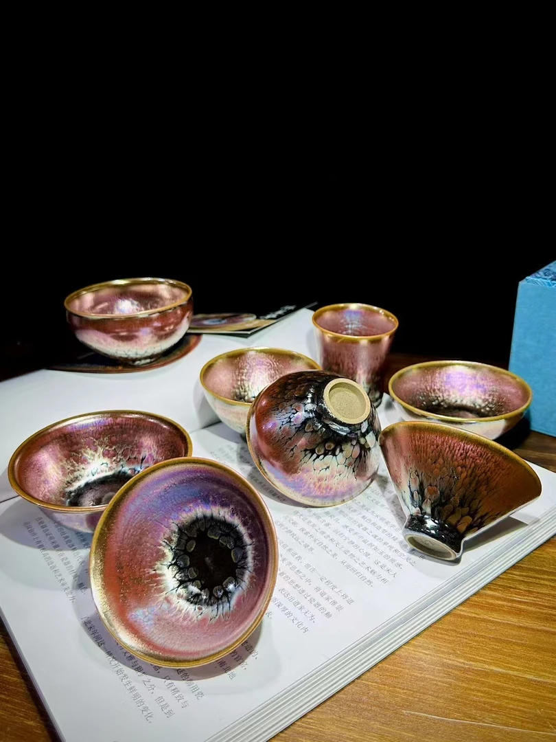 紫金油滴薄胎各器型建窑建盏天目盏陶瓷主人杯茶具品茗杯茶杯茶盏