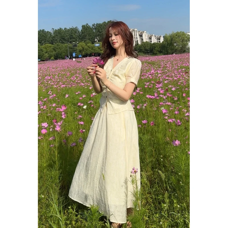 -高品质-法式淑女香风显瘦半身裙气质夏季两件套装