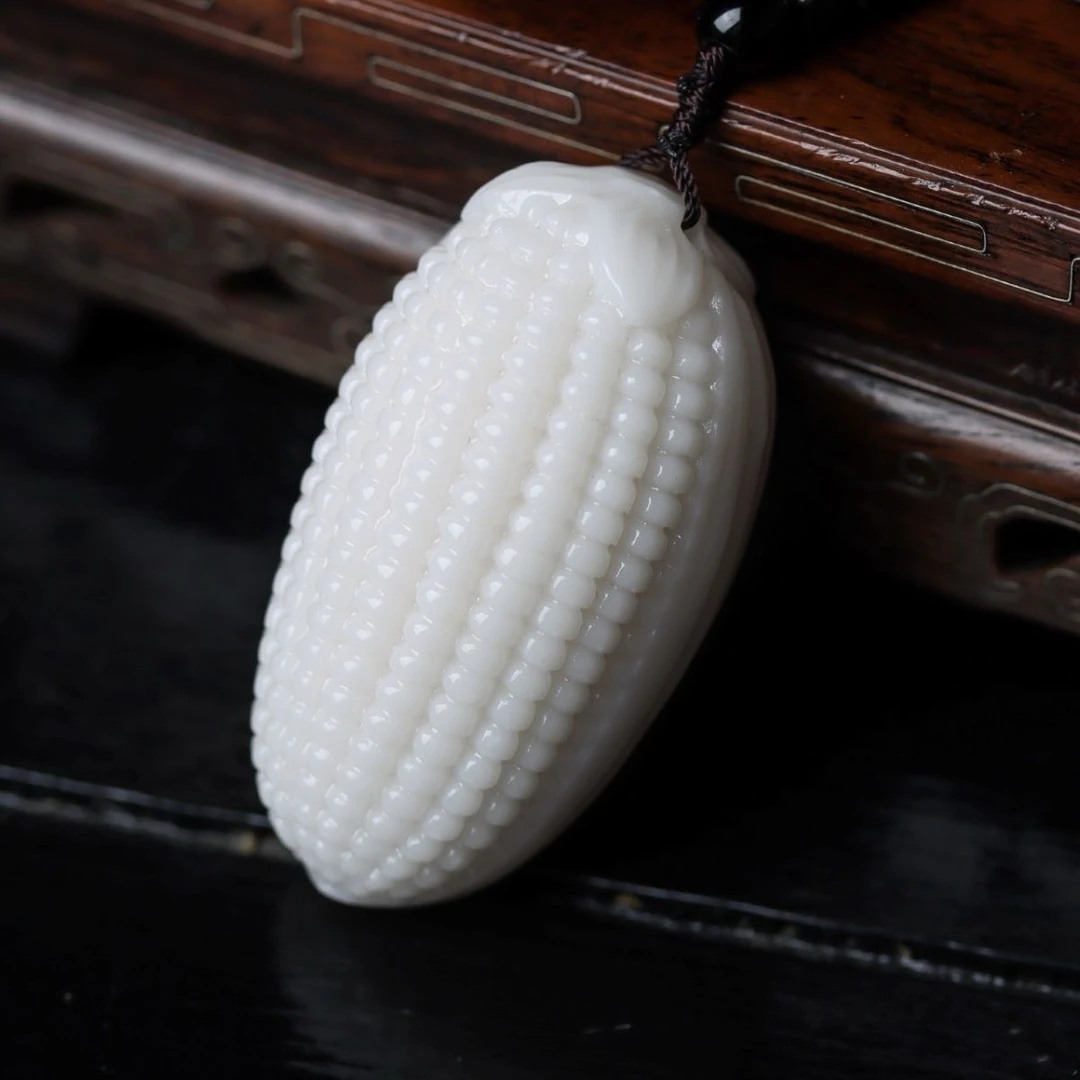 天然和田玉玉米玉石金玉满堂手把谷穗把玩多子平安多福摆件032