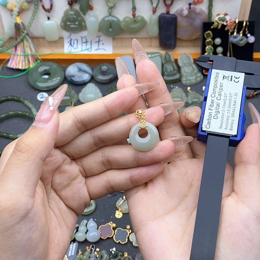 和田玉银S925镶嵌吊坠(不含链)