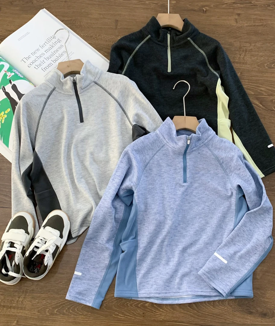 儿童运动户外训练T桖长袖加绒透气上衣