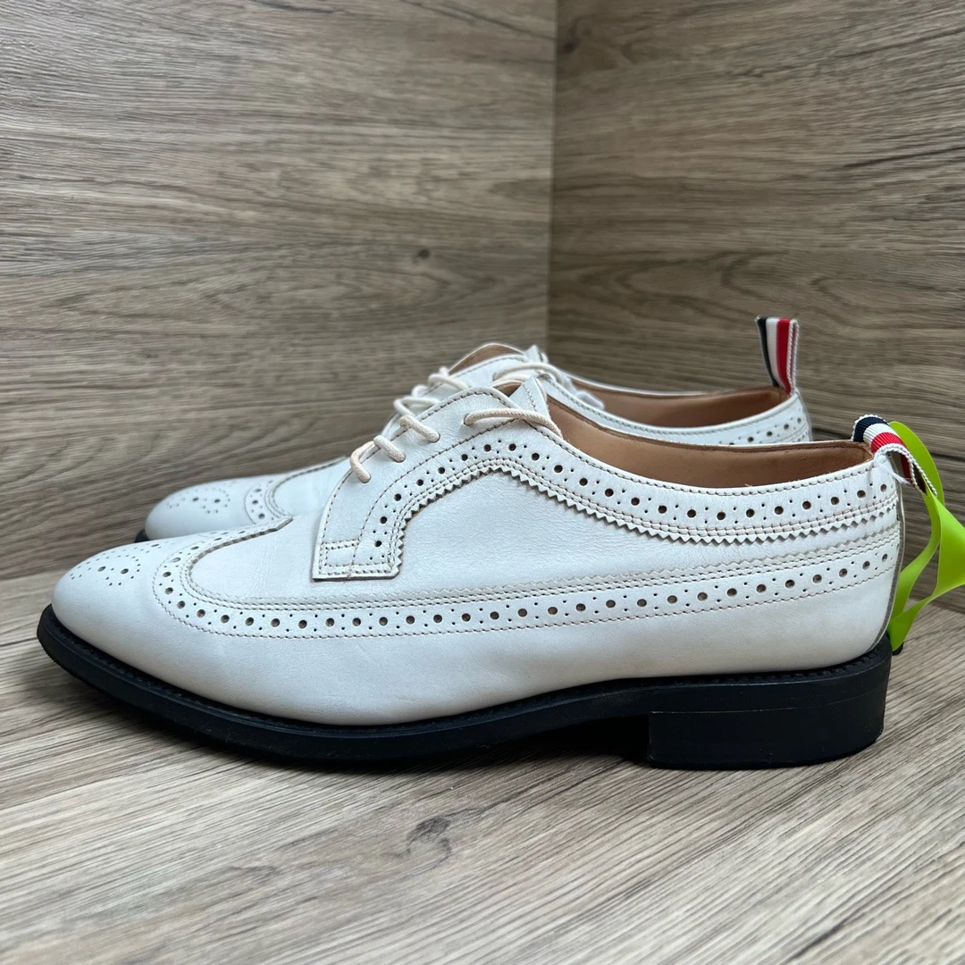 95新 THOMBROWNE TB 汤姆布朗 白色雕花德比皮鞋 39.5码/95新