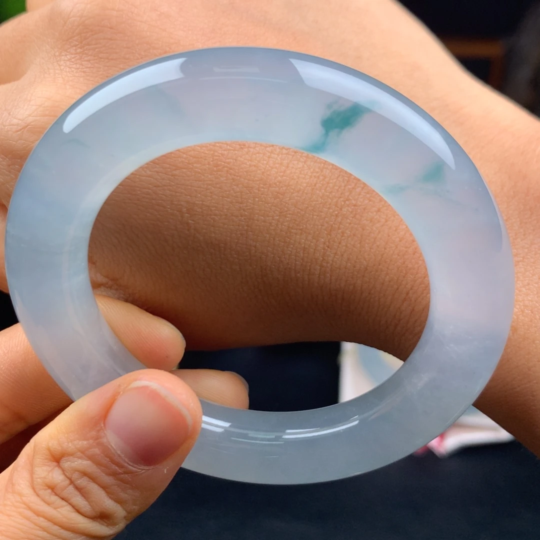 白***蓝翡翠未镶嵌手镯手镯分单