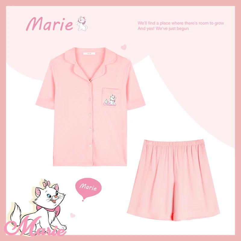 阪织屋玛丽猫草莓熊宽松女夏季纯棉睡衣家居服套装