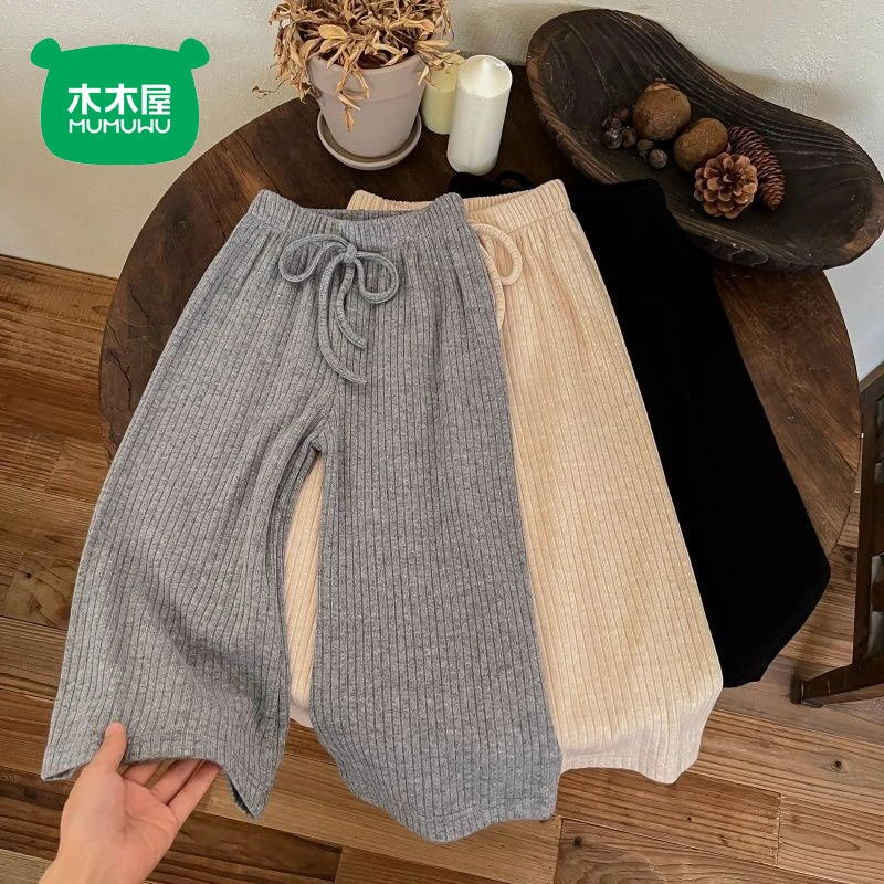 木木屋女童洋气阔腿裤女宝宝夏季纯色休闲裤儿童装韩版宽松长裤潮
