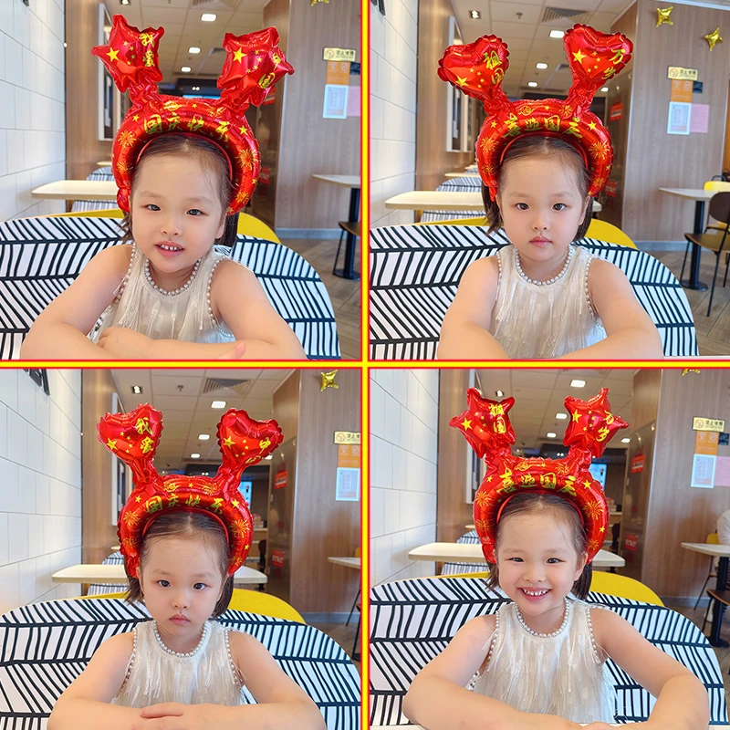 10.1国庆节头饰发箍发卡气球十一学校店铺活动场景布置摆地摊礼品