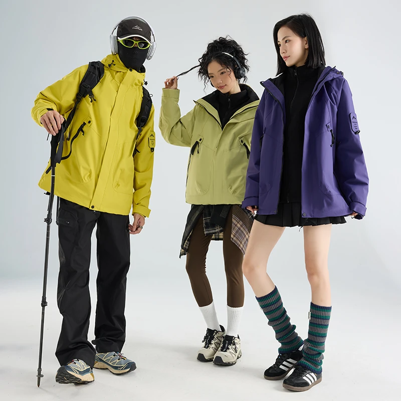 秋冬男女款三合一冲锋衣可拆卸两件套薄款户外套夹克防水风