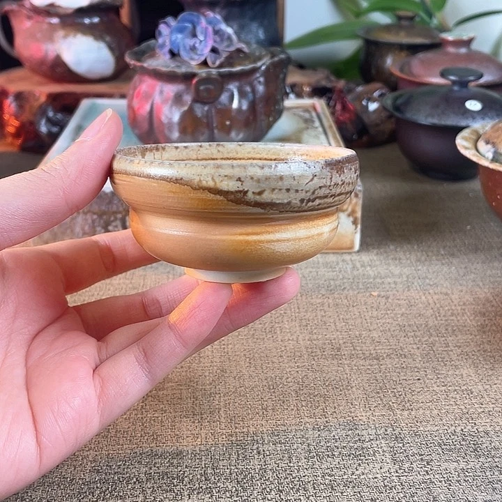 瓷片景德镇柴烧。 葫芦杯。 24号