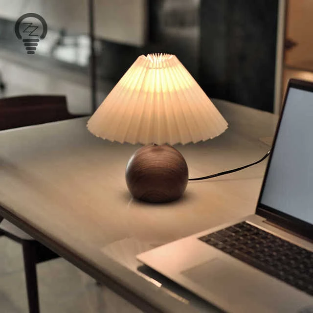 网红台灯卧室百褶复古小夜灯书房温馨浪漫桌面装饰氛围感床头灯新