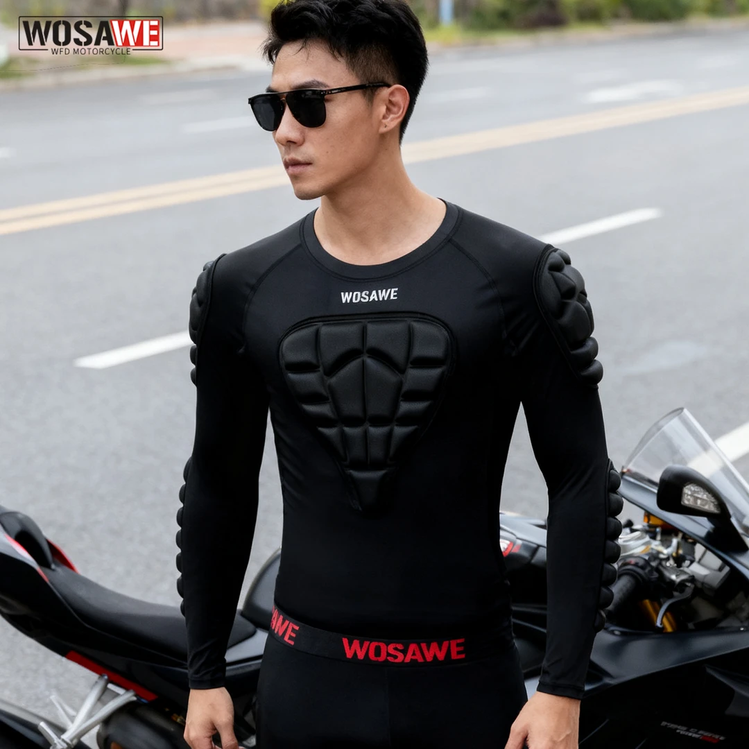 沃萨维摩托车骑行服夏季薄款透气赛车服男内置CE护具软甲上衣