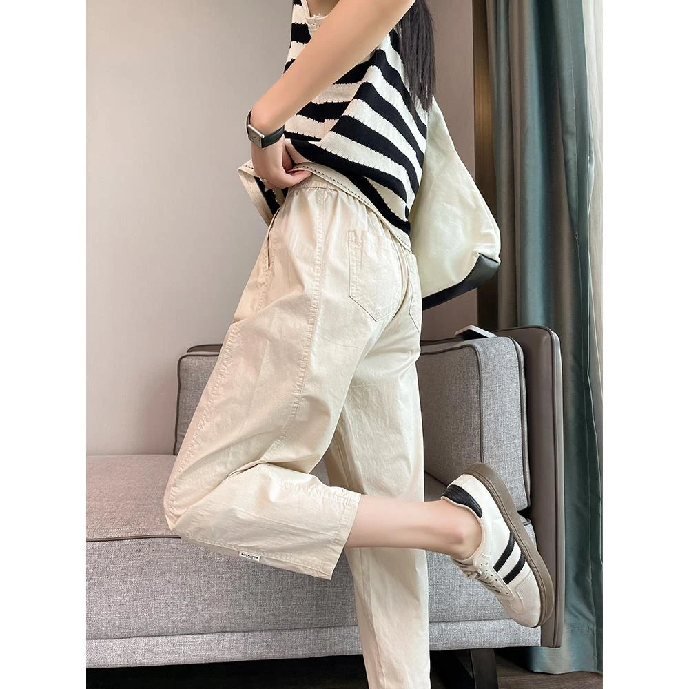 冰丝运动裤女夏薄款2025新款超火小个子八分休闲哈伦轻薄速干裤子