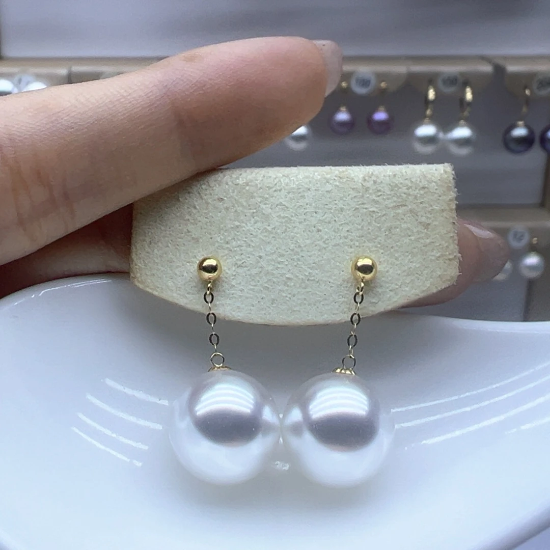18K金镶嵌淡水珍珠耳饰
