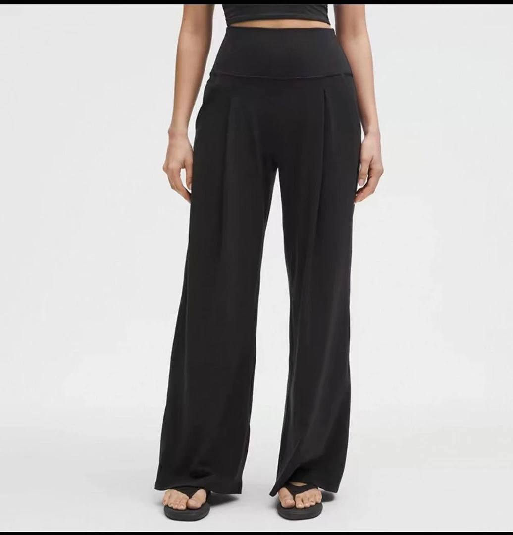 大码{云感带口袋}中腰高弹速干阔腿裤KZ-939