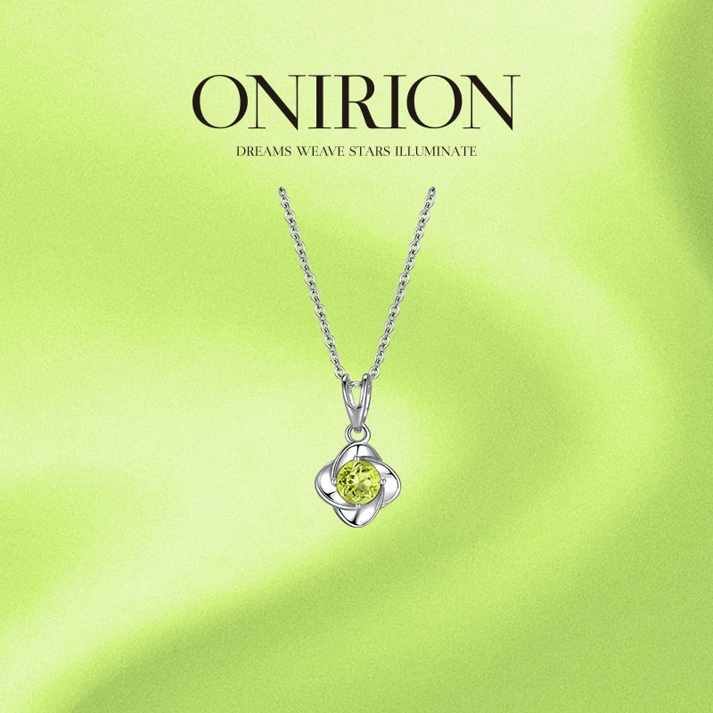 ONIRION欧尼瑞｜幸运天然橄榄石项链吊坠S925银镶嵌珠宝首饰饰品