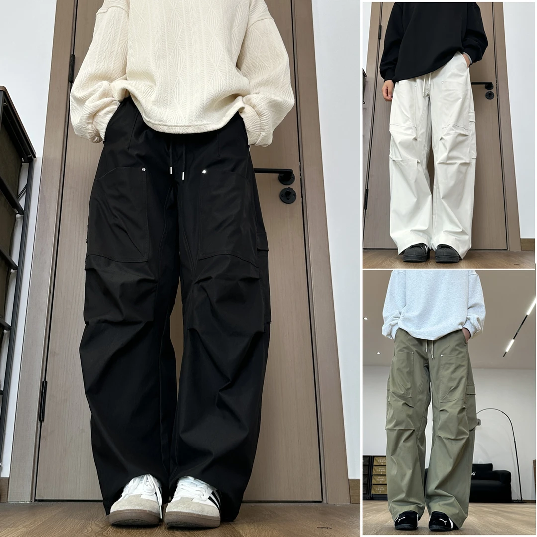 猎雀秋冬工装裤休闲裤长裤阔腿百搭直筒户外多口袋裤子