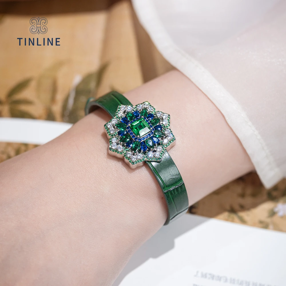 TINLINE 培育祖母绿「八达之韵」新中式腕带哥伦比亚木佐绿东方美学