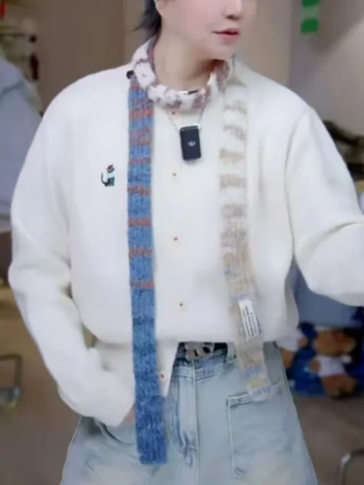 【济州岛】小猫刺绣圆领针织开衫