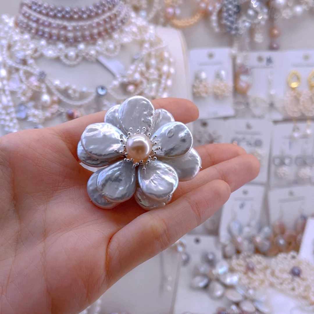 未镶嵌耳饰淡水珍珠胸针