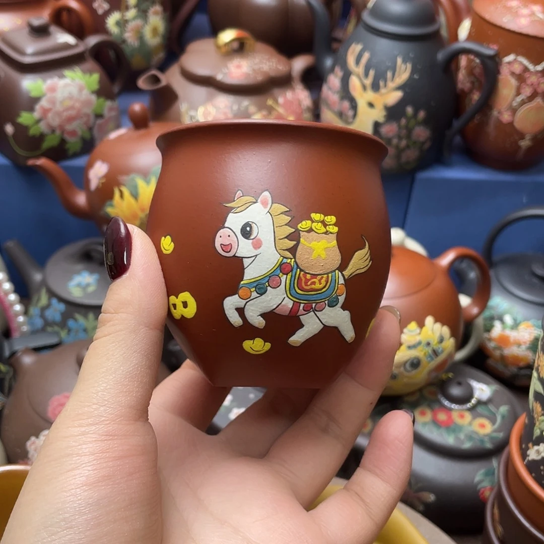 红泥茶杯紫砂主人杯150cc