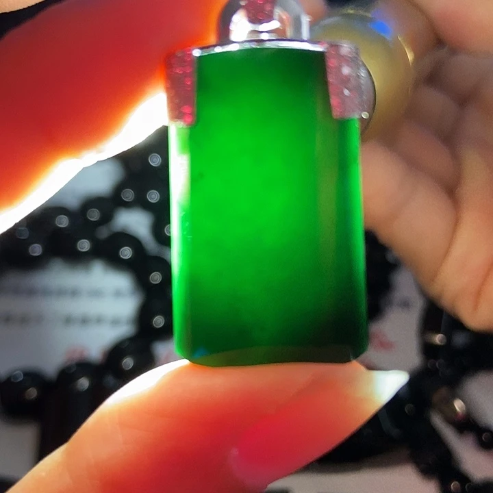 翡翠18K金镶嵌颈饰墨翠