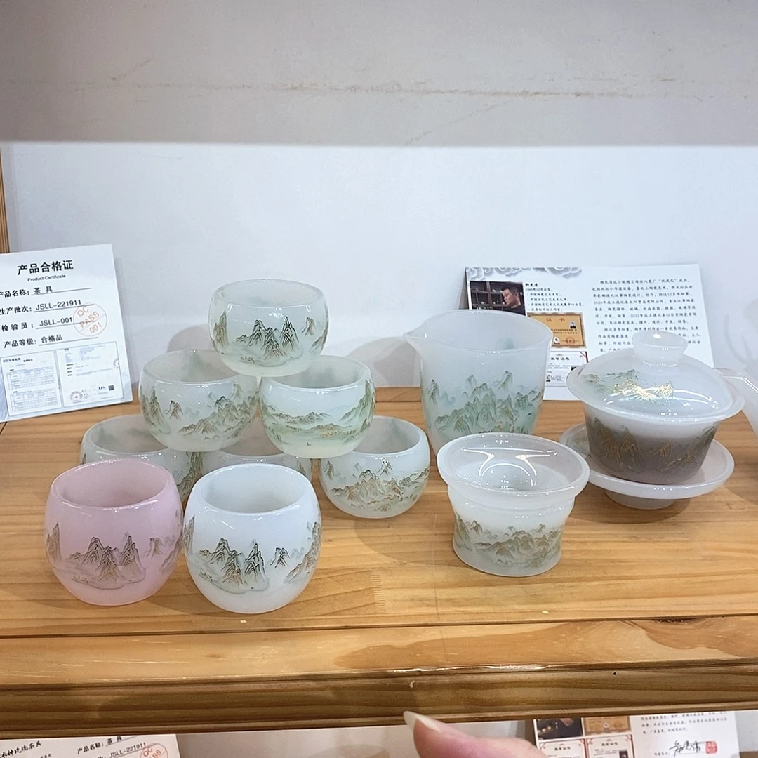 琉璃手工艺品千里江山套装 不带礼盒 主人杯2