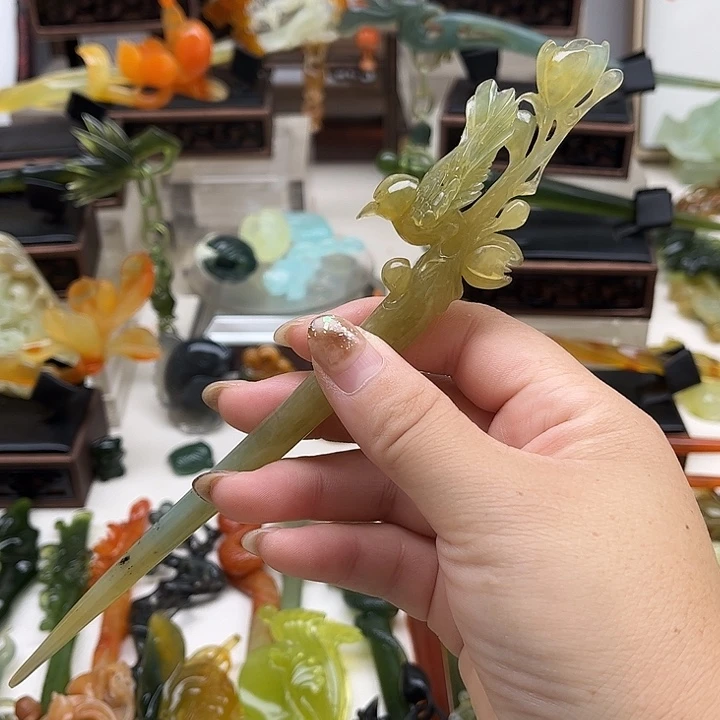 蛇纹石玉岫玉发簪未镶嵌