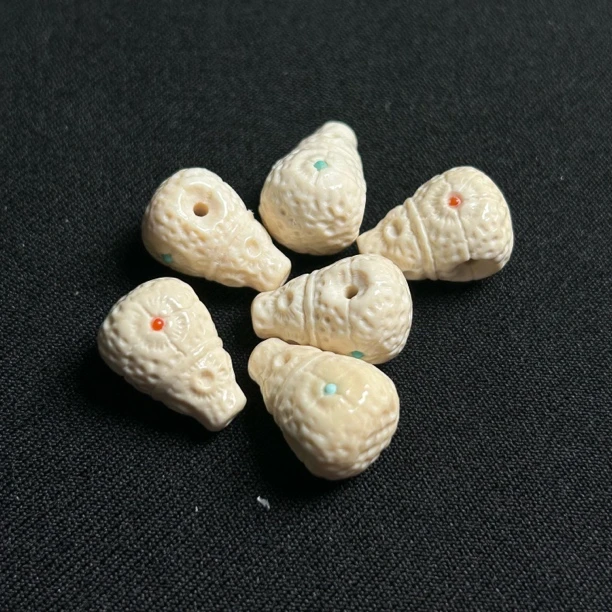 PT113 只做天然猛犸牙 雕刻镶嵌三通 约对孔12*高度17mm