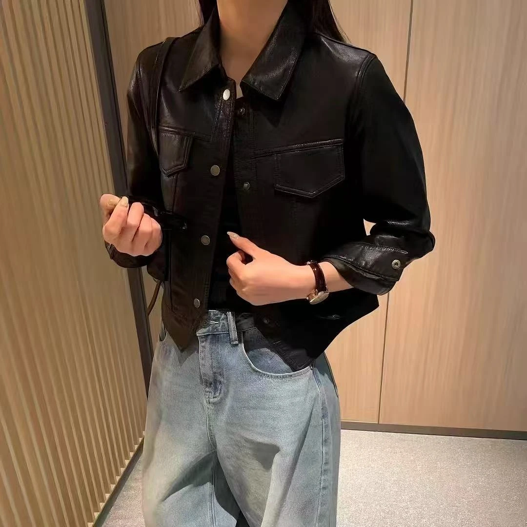 2025春秋季新款休闲皮衣外套机车服时尚短款夹克