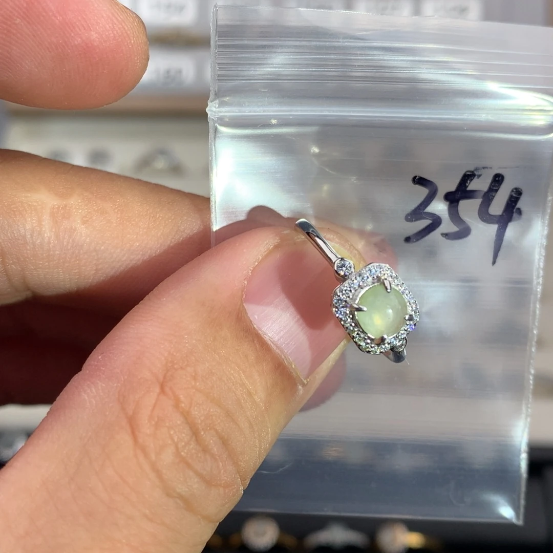 翡翠银S925镶嵌戒圈354