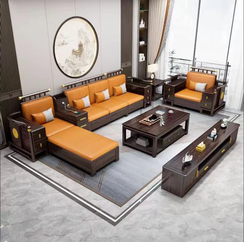 ☆903☆别墅实木乌金木储物高箱客厅家用全套新乌金木沙发轻奢简约