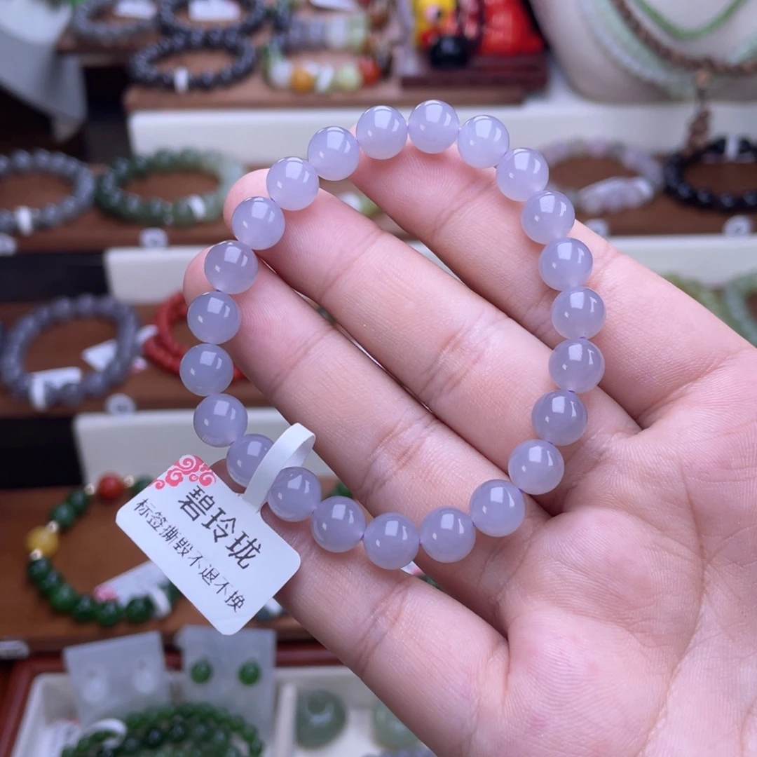 未镶嵌手串和田玉烟紫8mm