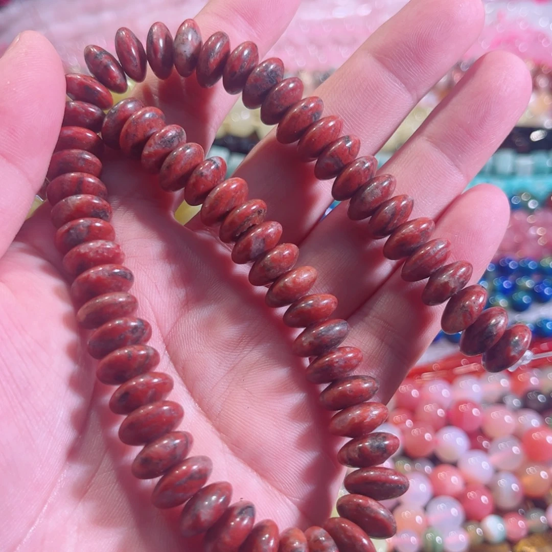玛瑙/玉髓合金珠宝半成品红石飞碟一条12mm