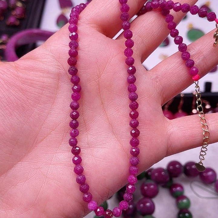 红宝石项链银S925镶嵌