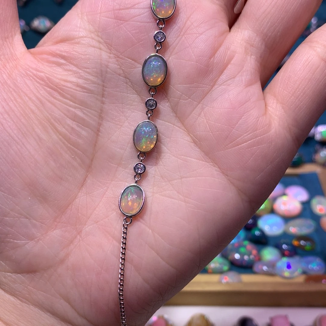 欧泊银S925镶嵌手链