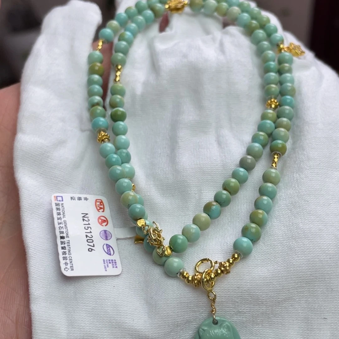 绿松石颈饰银S925镶嵌